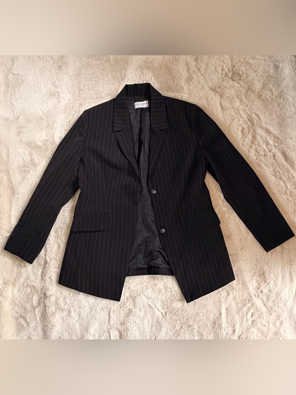 Jaclyn Smith Black Pinstripe Blazer 6/8 Shoulder Pads